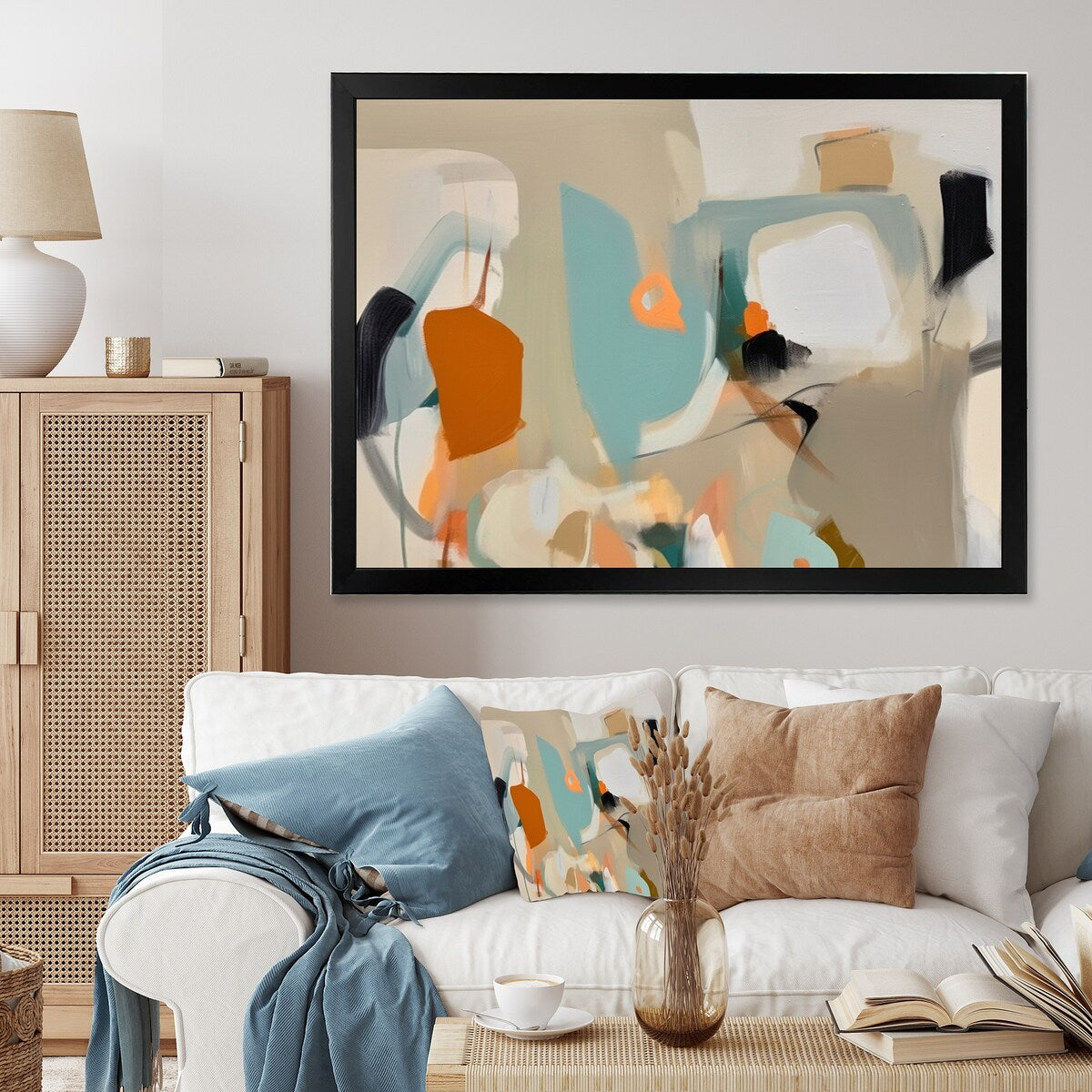 Designart "Projection of Innocence Vintage Expressionism" Abstract Painting Framed Wall Art Living Room