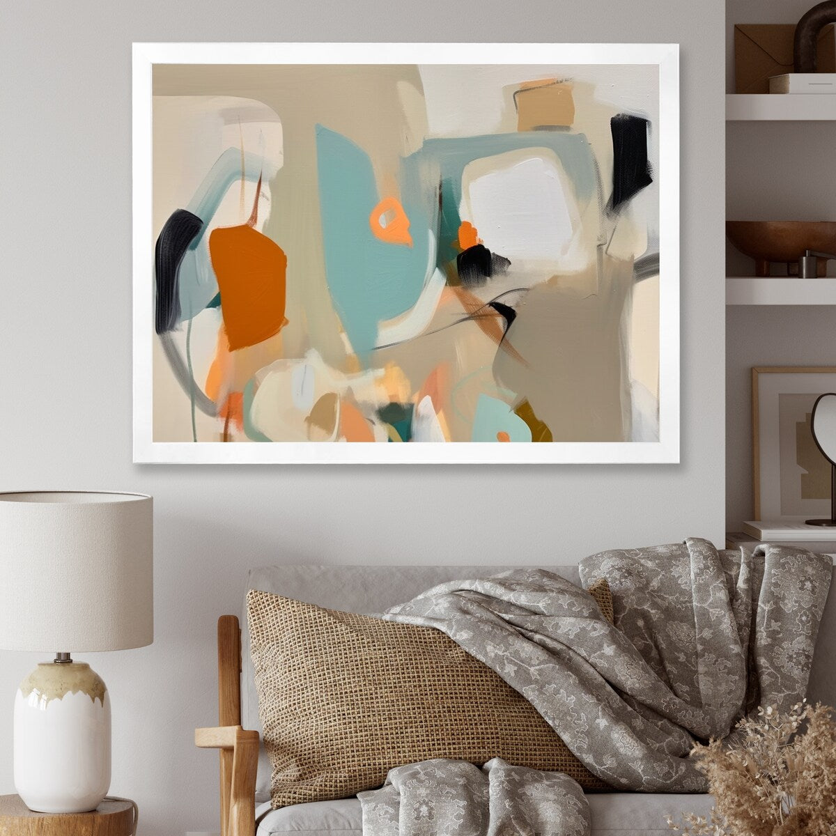 Designart "Projection of Innocence Vintage Expressionism" Abstract Painting Framed Wall Art Living Room
