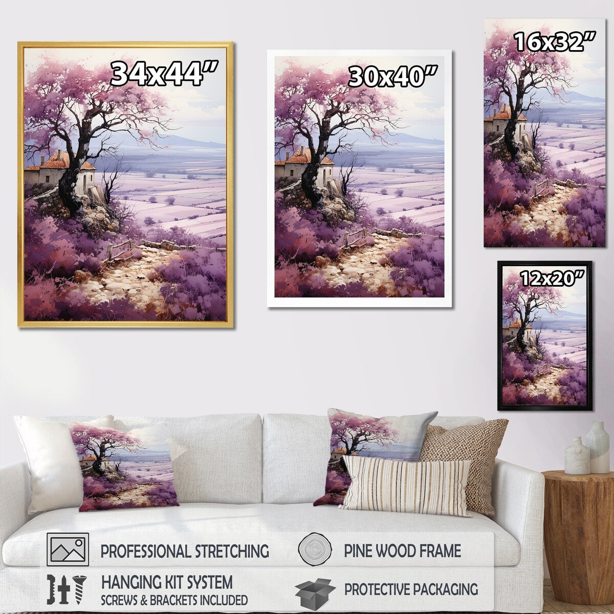 Designart "Purple Field In French Riviera II" France Wall Art