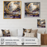 Designart "Purple Gold Captivating Liquid Ink" Abstract Marble Framed Canvas Art Print
