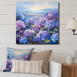 Designart "Purple Hydrangea Paradise Flowers " Flower Field Wall Art