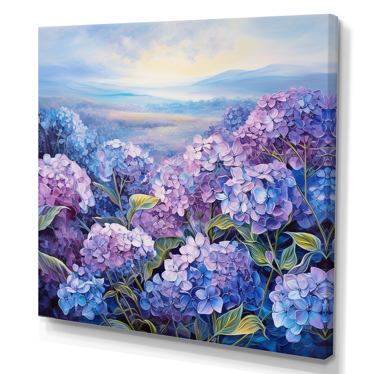 Designart "Purple Hydrangea Paradise Flowers " Flower Field Wall Art