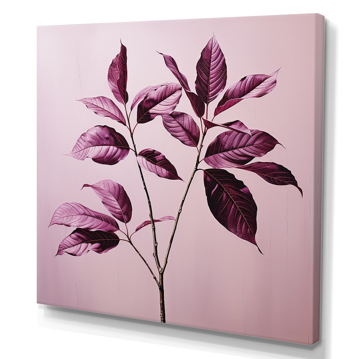 Designart "Purple Leaves Plum Precision I" Leaves Wall Art