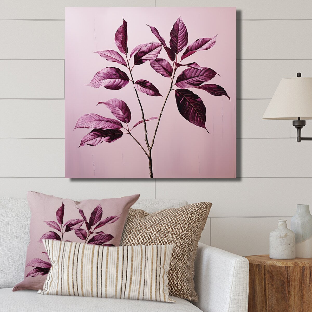 Designart "Purple Leaves Plum Precision I" Leaves Wall Art