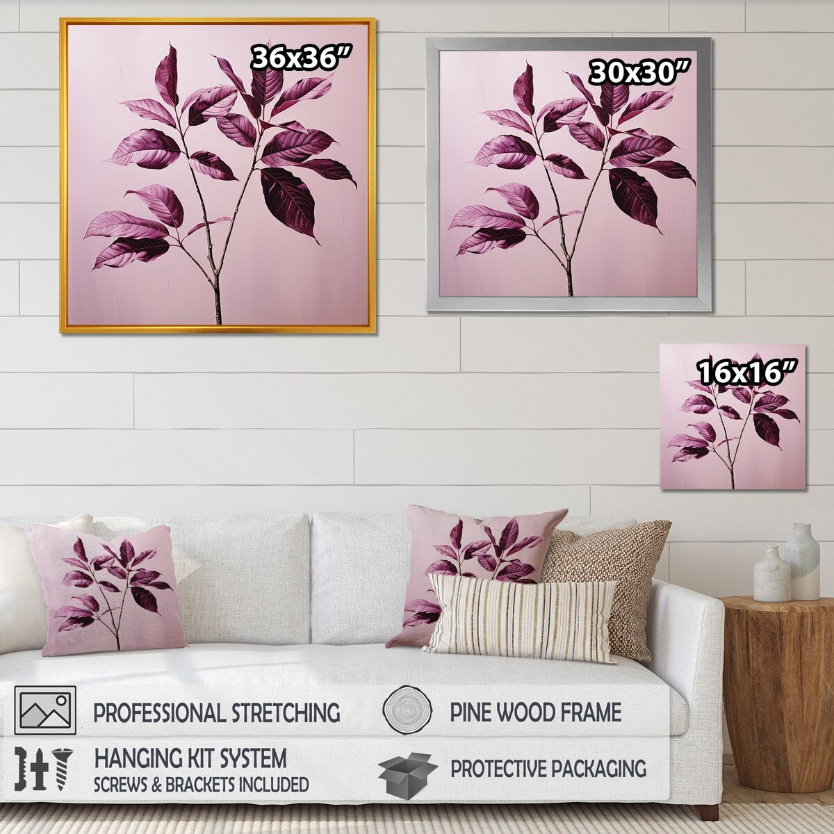 Designart "Purple Leaves Plum Precision I" Leaves Wall Art