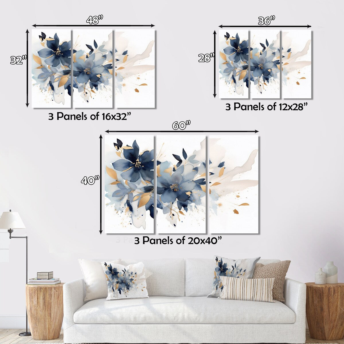 Designart "Purple Lilacs Fragrant Blossoms I" Floral Art Living Room Set
