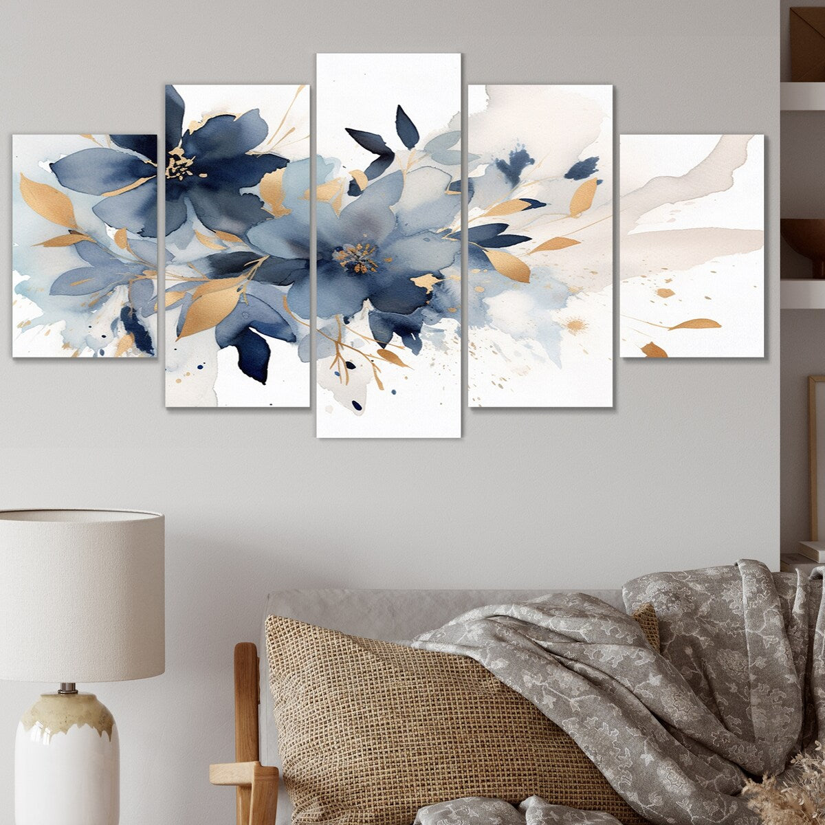 Designart "Purple Lilacs Fragrant Blossoms I" Floral Art Living Room Set