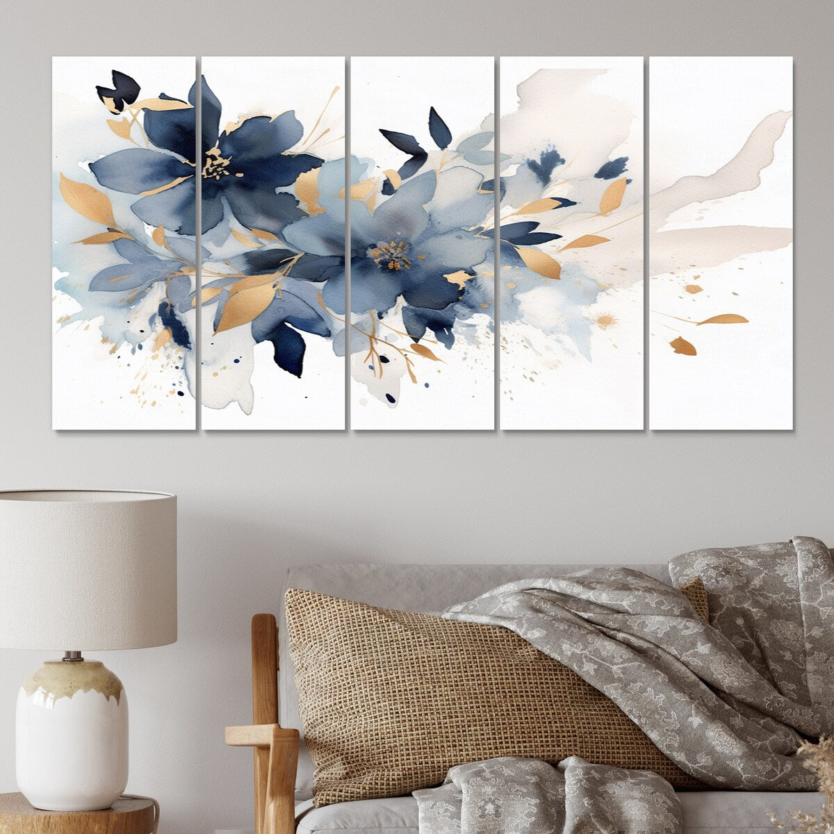 Designart "Purple Lilacs Fragrant Blossoms I" Floral Art Living Room Set