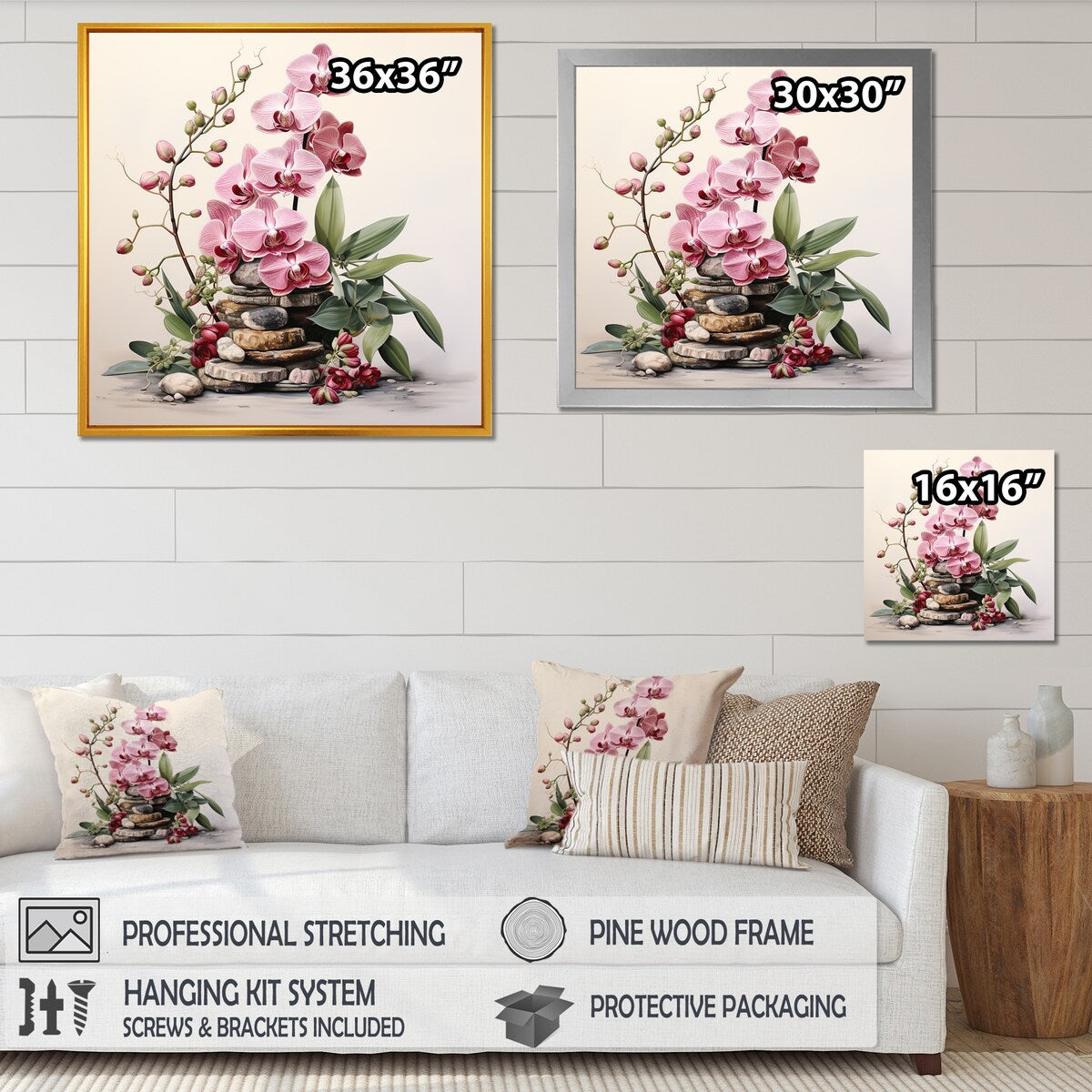 Designart "Purple Orchid Beauty II" Orchid Purple Wall Decor - Traditional Entryway Framed Wall Art Print