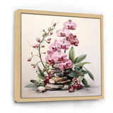 Designart "Purple Orchid Beauty II" Orchid Purple Wall Decor - Traditional Entryway Framed Wall Art Print