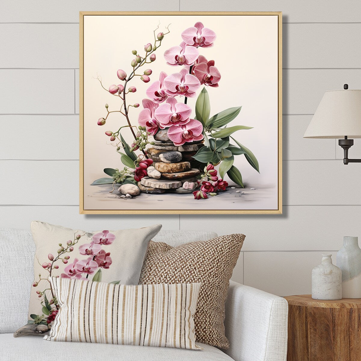 Designart "Purple Orchid Beauty II" Orchid Purple Wall Decor - Traditional Entryway Framed Wall Art Print