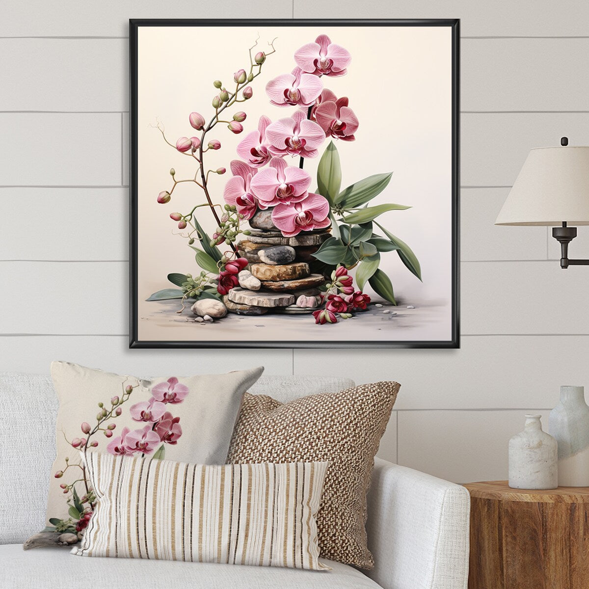 Designart "Purple Orchid Beauty II" Orchid Purple Wall Decor - Traditional Entryway Framed Wall Art Print