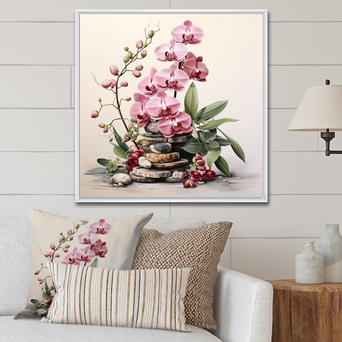 Designart "Purple Orchid Beauty II" Orchid Purple Wall Decor - Traditional Entryway Framed Wall Art Print