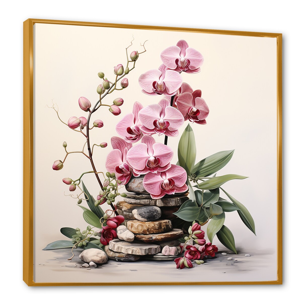 Designart "Purple Orchid Beauty II" Orchid Purple Wall Decor - Traditional Entryway Framed Wall Art Print