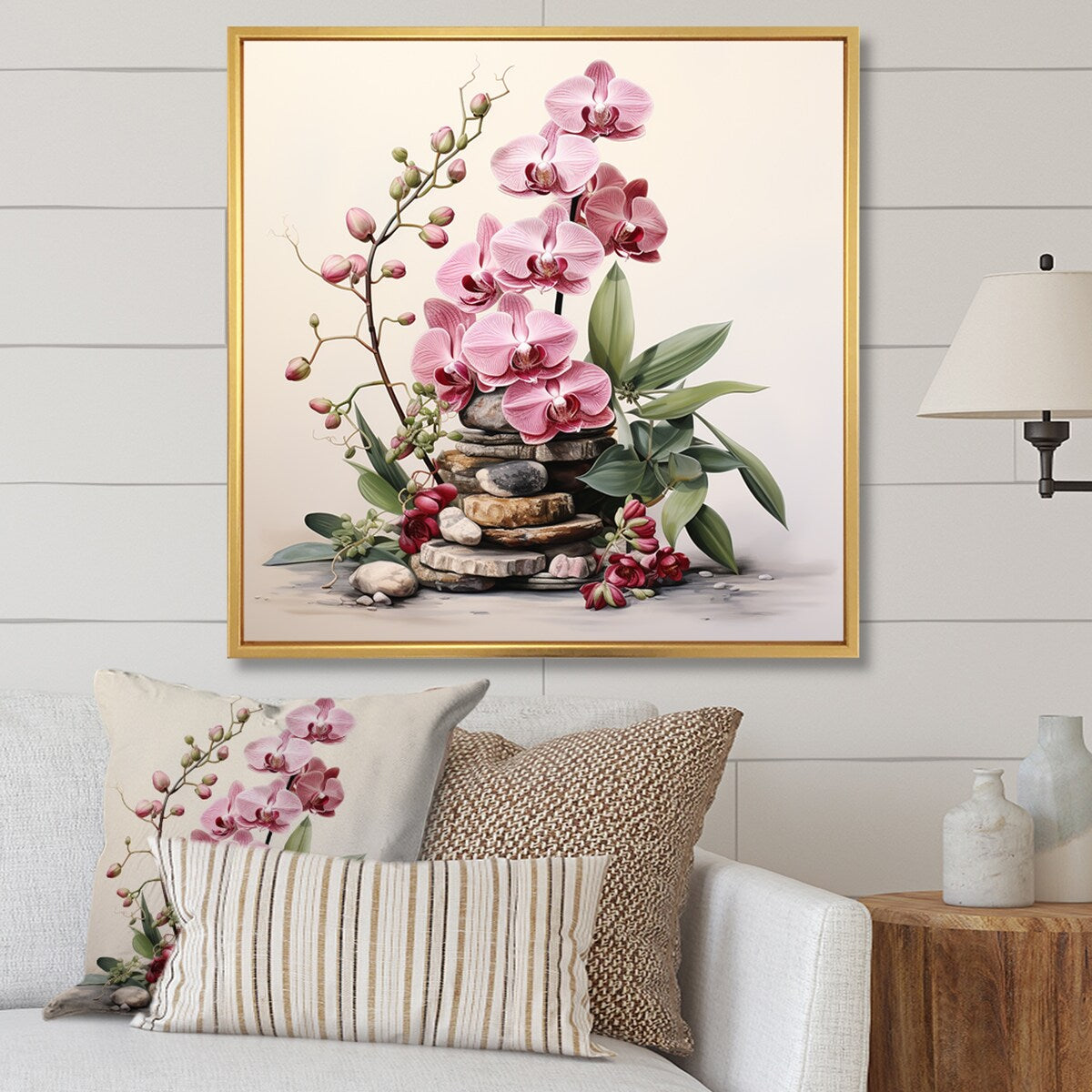Designart "Purple Orchid Beauty II" Orchid Purple Wall Decor - Traditional Entryway Framed Wall Art Print