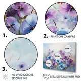 Designart "Purple Pansies Blooming Field I" Flower Field Wall Art