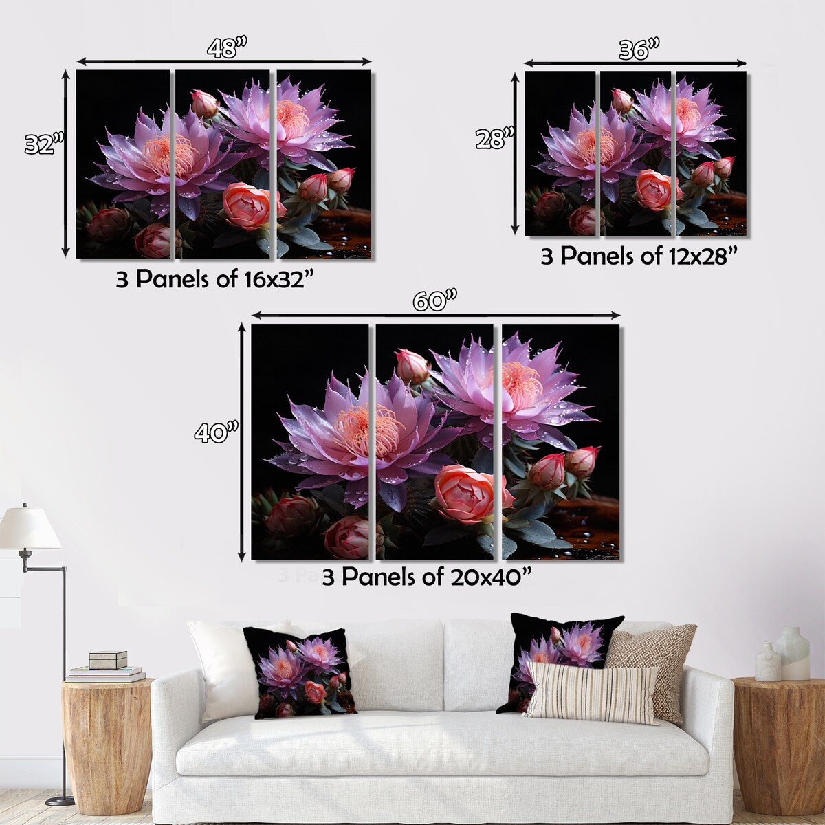 Designart "Purple Pink Cactus Desert Royalty Queen" Floral Metal Wall Decor Set