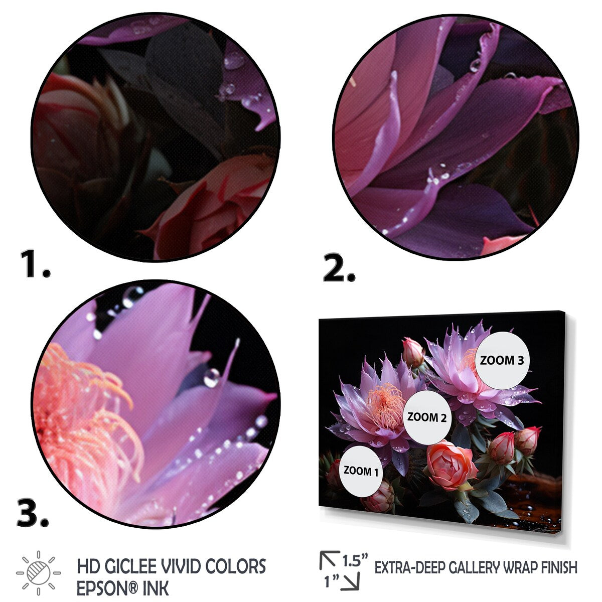 Designart "Purple Pink Cactus Desert Royalty Queen" Floral Metal Wall Decor Set
