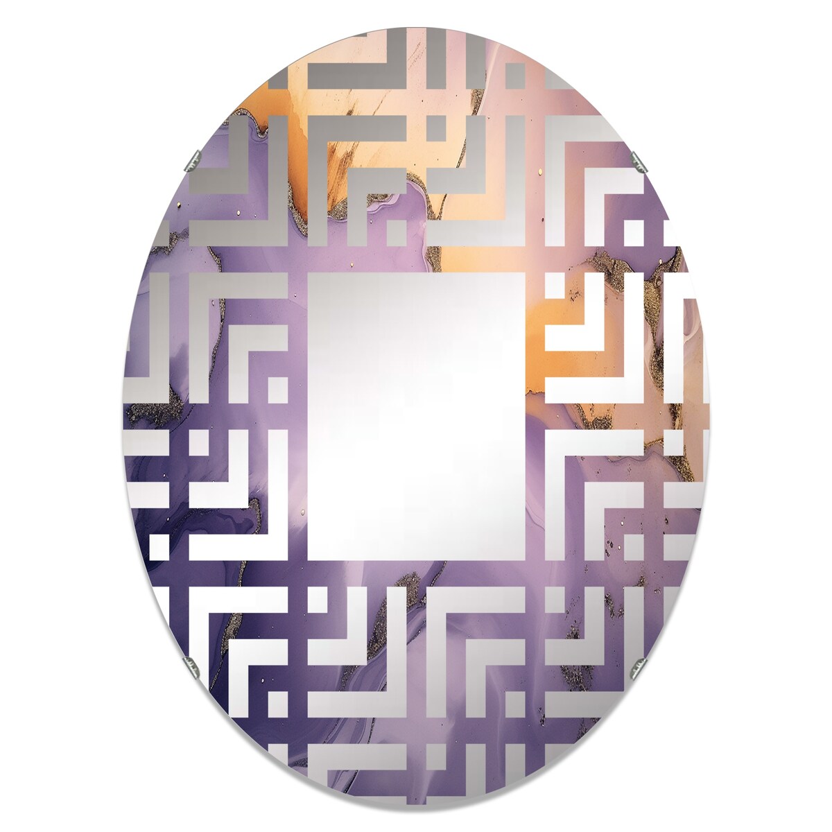 Designart "Purple and Gold Marble Ink Clouds X" Fractals Purple Wall Mirror - Modern Mirror For Wall Art Decor
