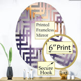Designart "Purple and Gold Marble Ink Clouds X" Fractals Purple Wall Mirror - Modern Mirror For Wall Art Decor
