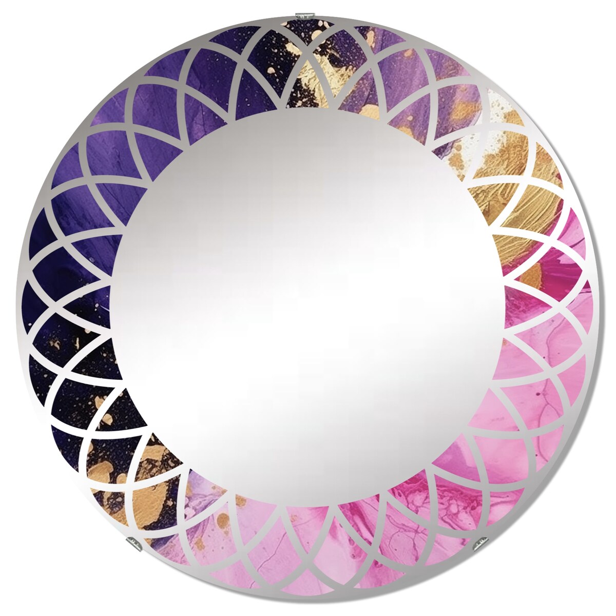 Designart "Purple and Pink Strokes IV" Fractals Modern Wall Mirror