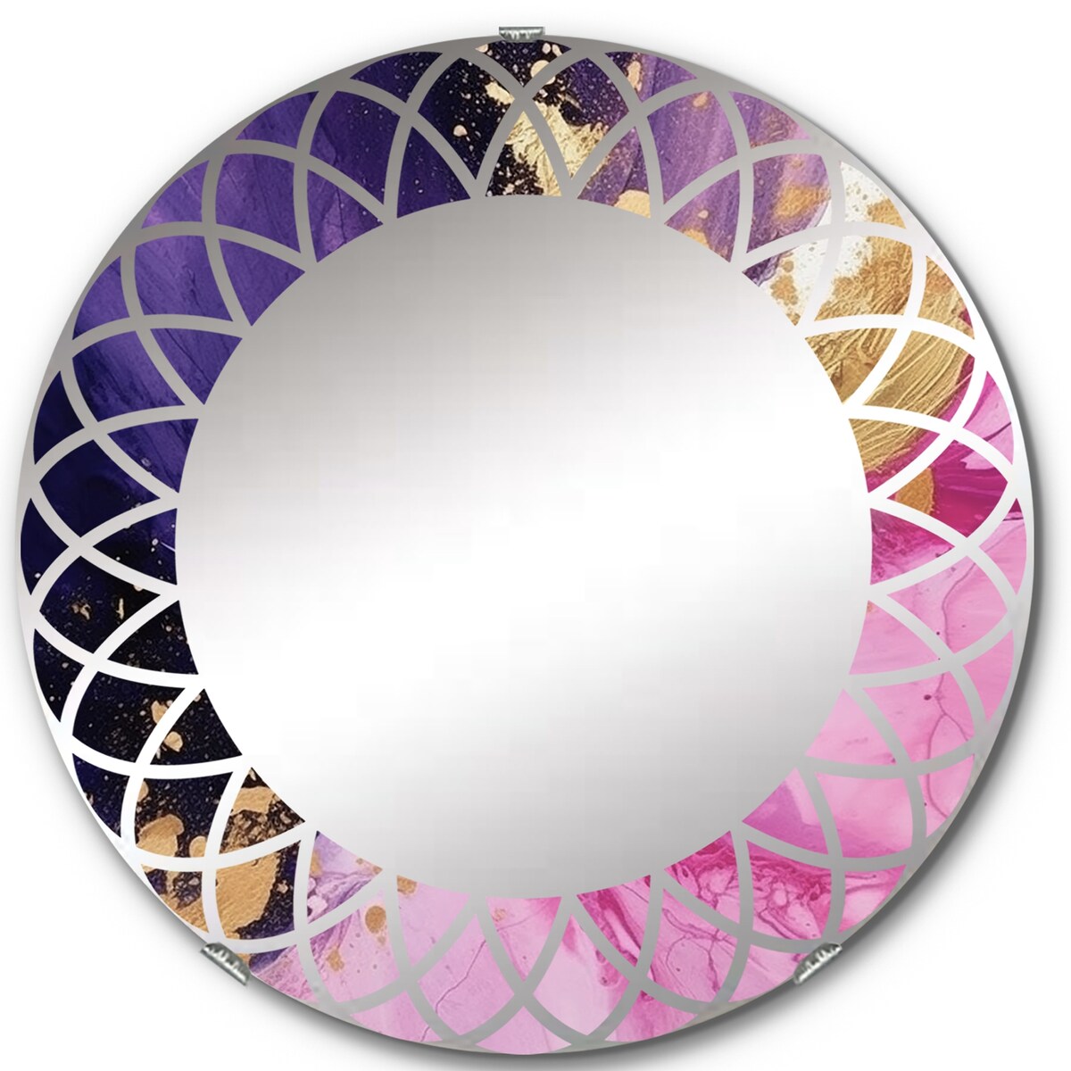 Designart "Purple and Pink Strokes IV" Fractals Modern Wall Mirror