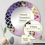 Designart "Purple and Pink Strokes IV" Fractals Modern Wall Mirror