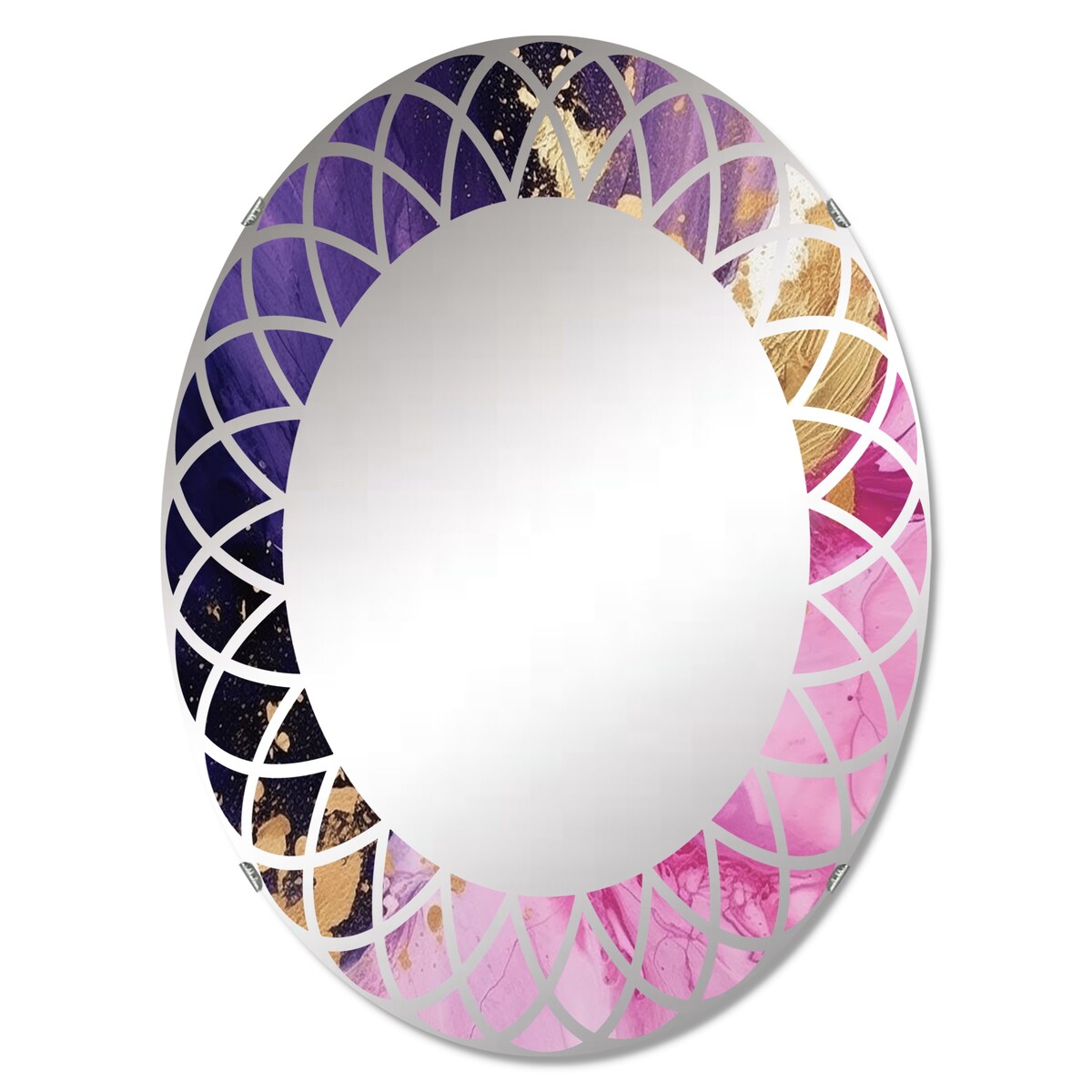 Designart "Purple and Pink Strokes IV" Fractals Modern Wall Mirror