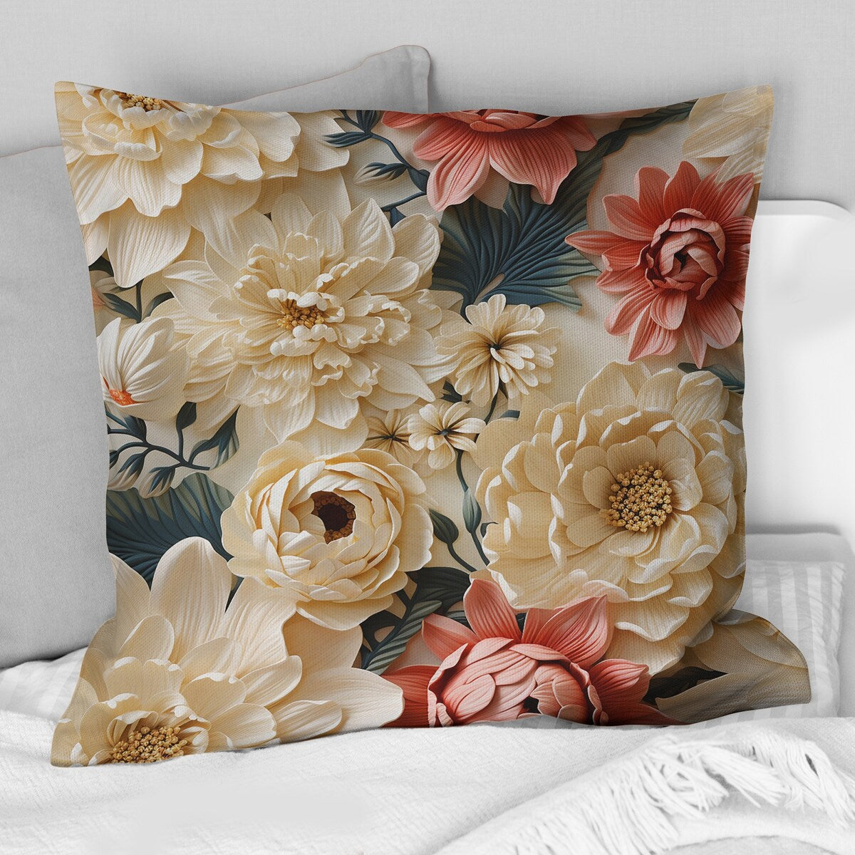 Designart "Radiant Lace Inspired Floral Botanics I" Floral Printed Throw Pillow