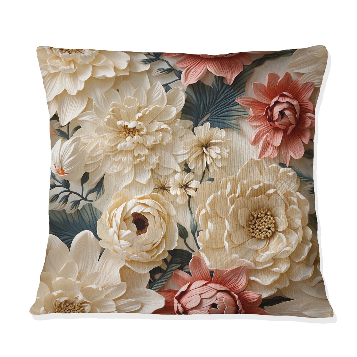 Designart "Radiant Lace Inspired Floral Botanics I" Floral Printed Throw Pillow