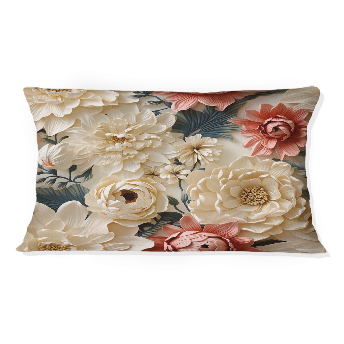 Designart "Radiant Lace Inspired Floral Botanics I" Floral Printed Throw Pillow