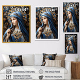 Designart "Radiant Religious Devotion Of Mary I" Christianism Wall Art Blue - Traditional Wall Art Décor For Bedroom