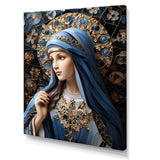 Designart "Radiant Religious Devotion Of Mary I" Christianism Wall Art Blue - Traditional Wall Art Décor For Bedroom