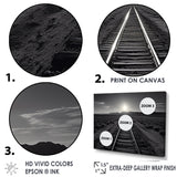 Designart "Rail Track In Monochrome Canyon I" Train Wall Art