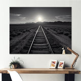 Designart "Rail Track In Monochrome Canyon I" Train Wall Art