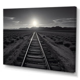 Designart "Rail Track In Monochrome Canyon I" Train Wall Art