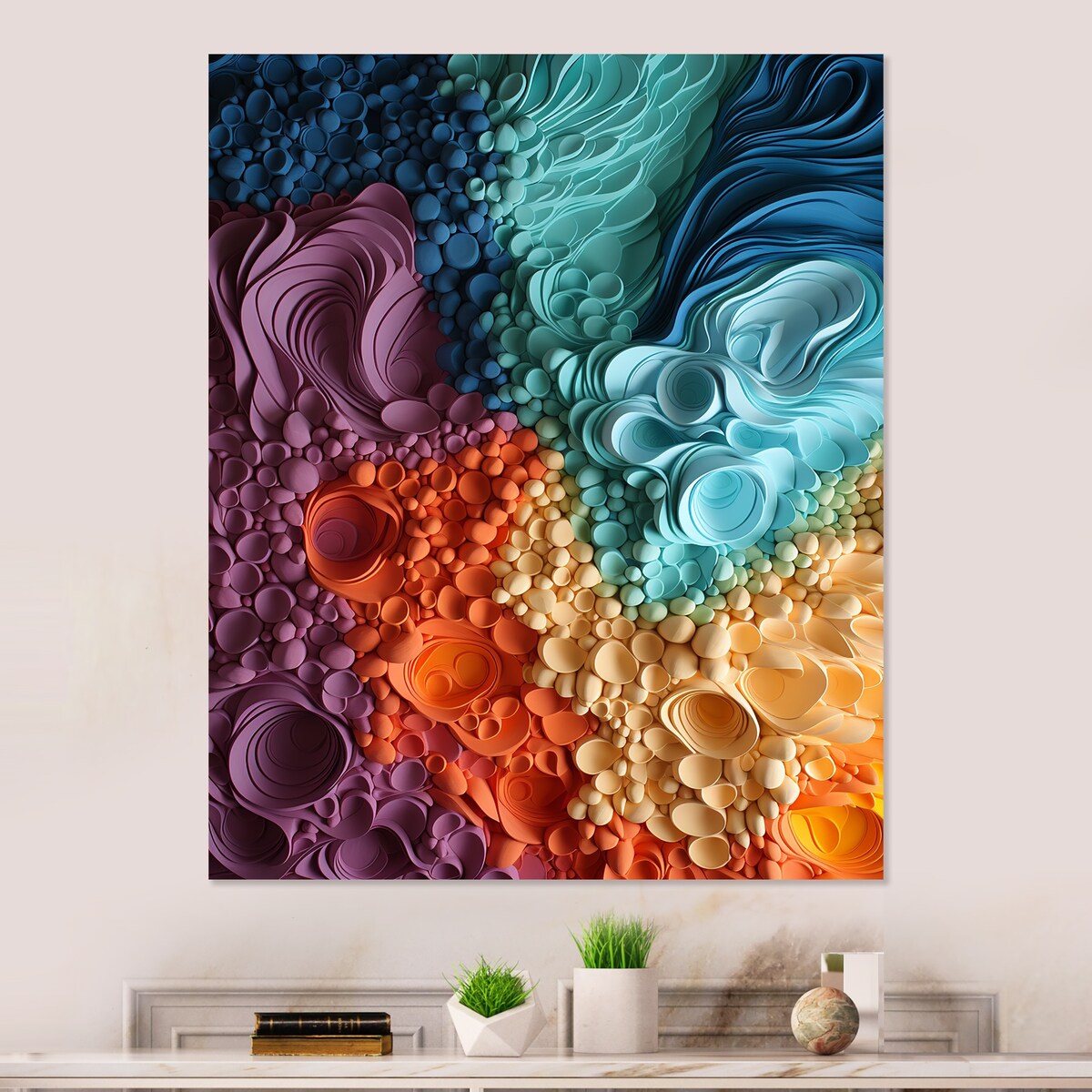 Designart "Rainbow Reverie Collages II" Abstract Collages Metal Wall Art Colorful Wall Décor Modern Metal Art Work