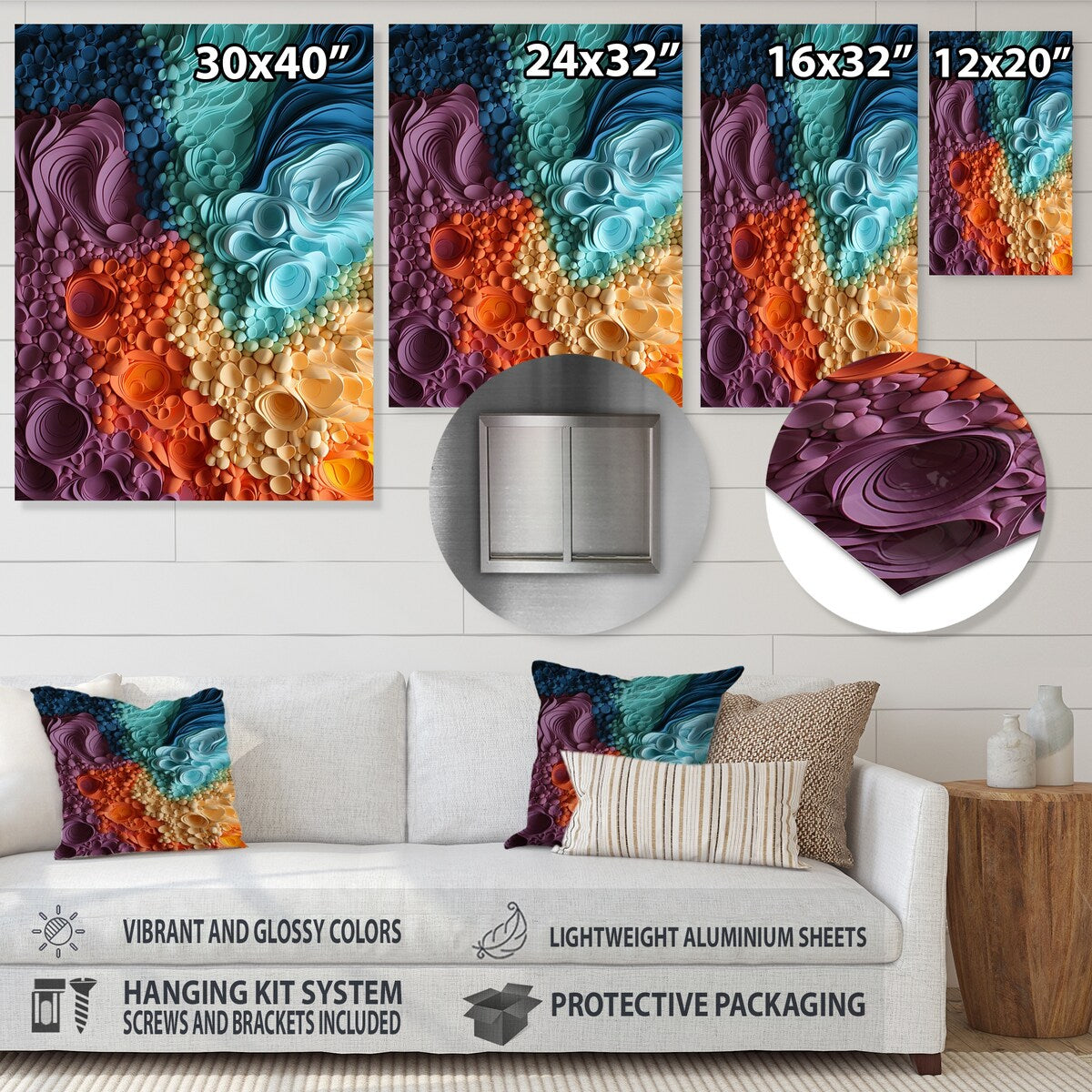 Designart "Rainbow Reverie Collages II" Abstract Collages Metal Wall Art Colorful Wall Décor Modern Metal Art Work