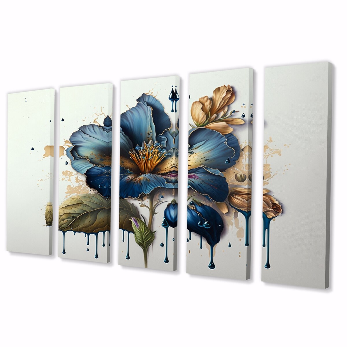 Designart "Realistic Blooming Flowers II" Floral Bouquet Multipanel Canvas Prints
