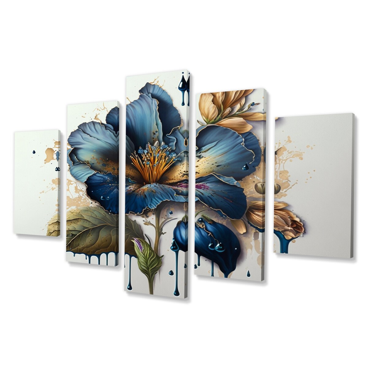 Designart "Realistic Blooming Flowers II" Floral Bouquet Multipanel Canvas Prints
