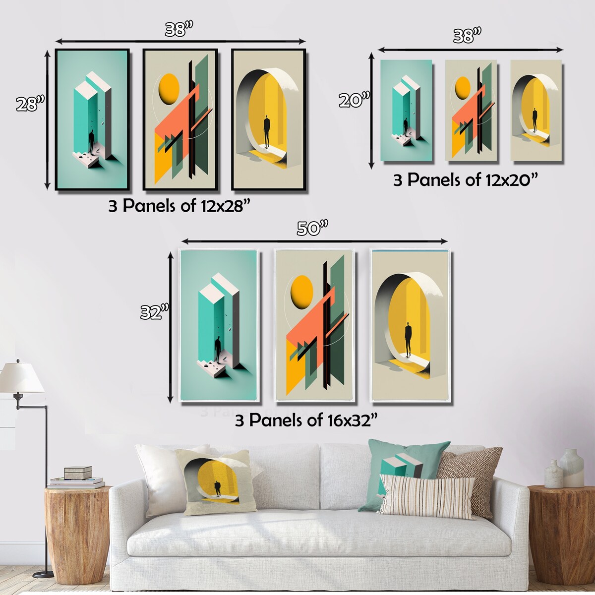 Designart "Reality Of Essential Shapes I" Minimalism Wall Art Set Of 3 - Transitional Printed Art Set For Bedroom