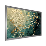 Designart "Rebirth Retro Abstract In VIntage Gold Blue I" Abstract Painting Framed Wall Art Prints