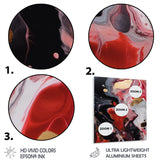 Designart "Red And Black Marble Infusion" Abstract Marble Metal Wall Art