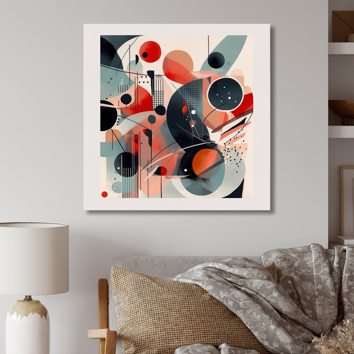 Designart "Red And Black Minamlism Intimacy III" Minimalism Metal Wall Art