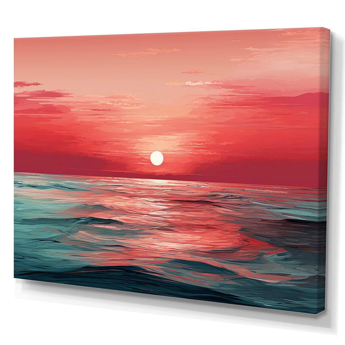 Designart "Red And Blue Crimson Horizon Harmony " Abstract Impressionism Wall Art