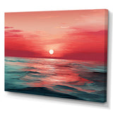 Designart "Red And Blue Crimson Horizon Harmony " Abstract Impressionism Wall Art