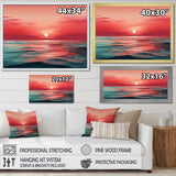 Designart "Red And Blue Crimson Horizon Harmony " Abstract Impressionism Wall Art