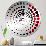 Designart "Red Black Contemplative Abstraction X" - Modern Abstract Modern Waves Spiral Circle Wall Mirror