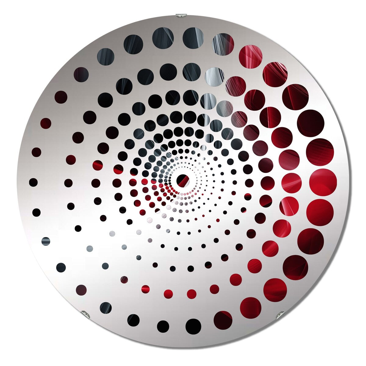 Designart "Red Black Contemplative Abstraction X" - Modern Abstract Modern Waves Spiral Circle Wall Mirror