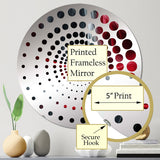 Designart "Red Black Contemplative Abstraction X" - Modern Abstract Modern Waves Spiral Circle Wall Mirror